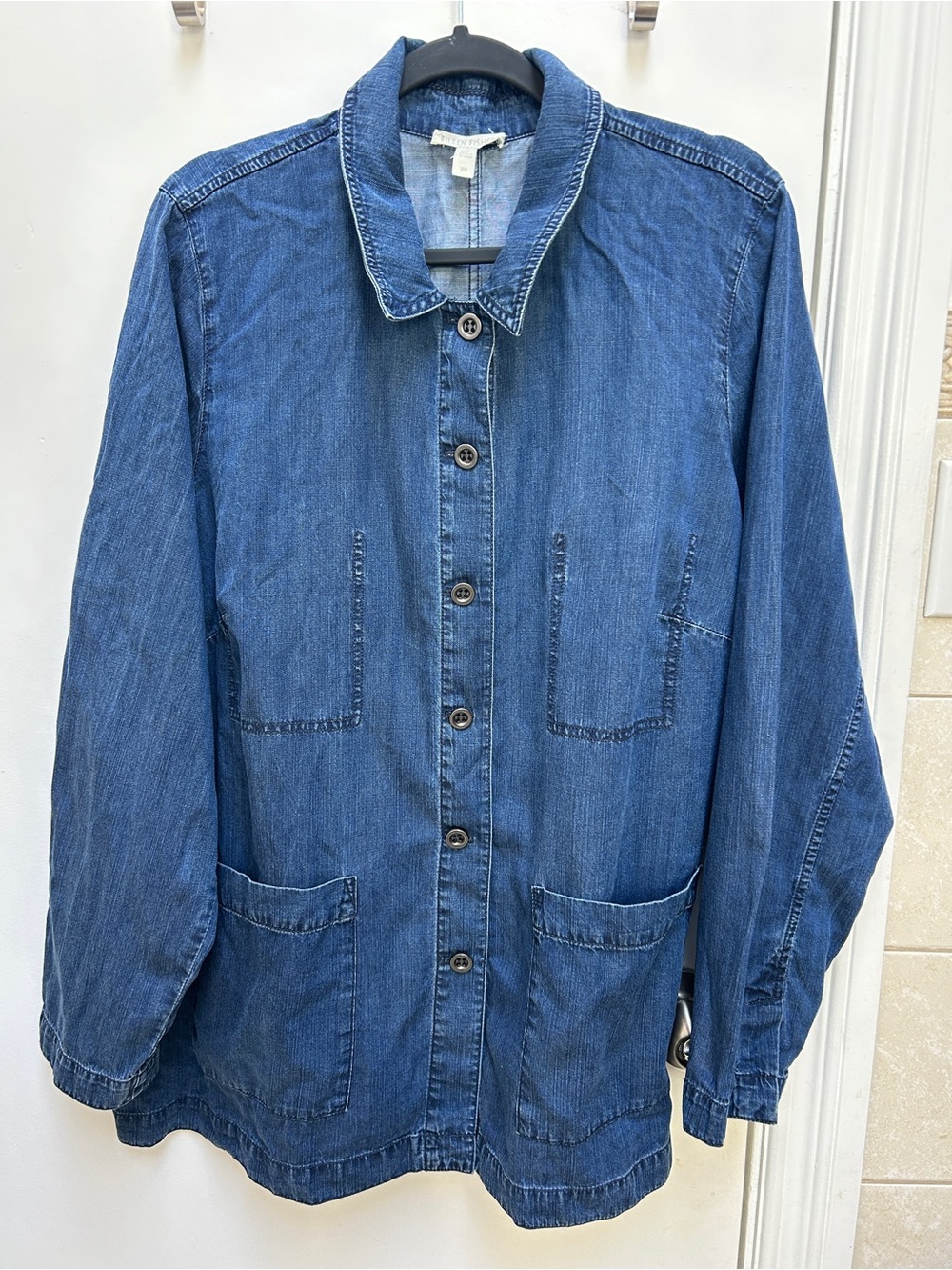 Eileen Fisher Indigo Denim Button-Front Jacket